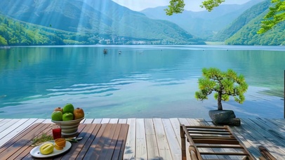 白云树木护眼绿景带鱼屏