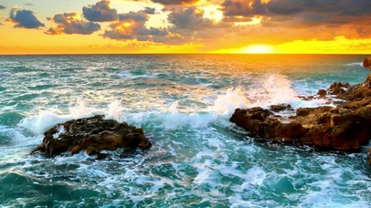 治愈落日美景海浪