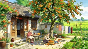 秋天外婆的小院子