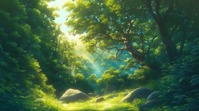 清新阳光森林草地