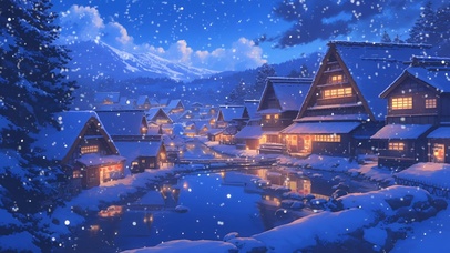 雪夜小镇