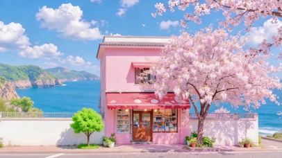 春天的粉色小屋