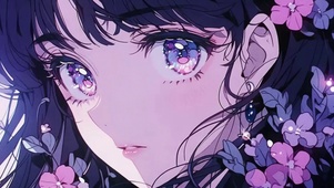 紫花动漫插画少女