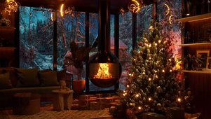 4K冬季森林的圣诞小屋