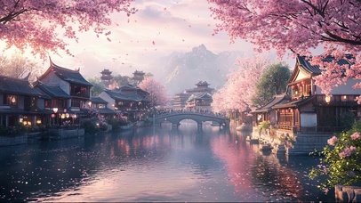 樱花小镇古风建筑