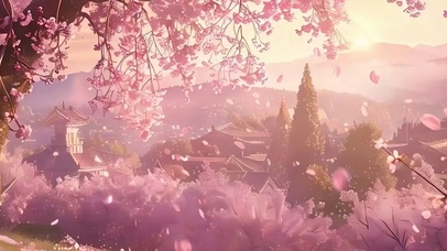 樱花树木带鱼屏