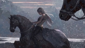 雪中骑马少女