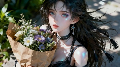 手捧鲜花的女孩