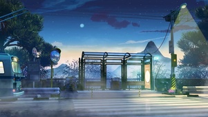 温馨夜晚公交站