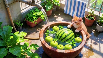 阳台小猫的西瓜