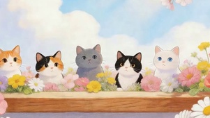 阳光树下猫咪带鱼屏