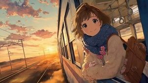 列车旅行的少女