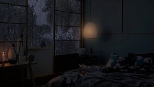 雨夜卧室窗外暴雨