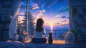 夕阳海景
