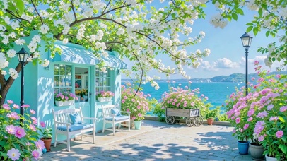 春日海边的蒂芙尼蓝小屋