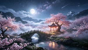 樱落月明