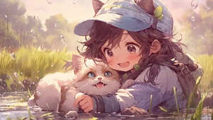 女孩和猫咪