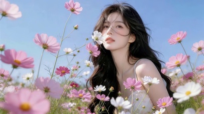 鲜花丛中女孩