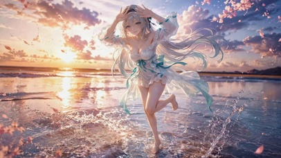 海边樱花少女