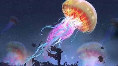 4K超清 宇宙星空水母游