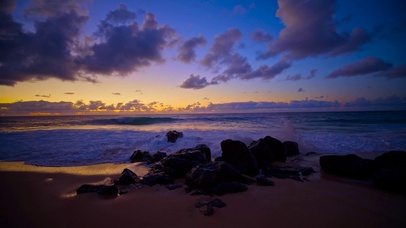 朝霞海浪