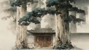 高耸入云 巨松 古寨