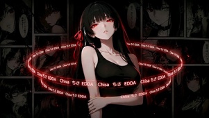 暗系美少女千咲文字环绕