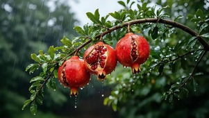 雨中红石榴