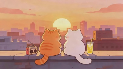 看晚霞的猫咪