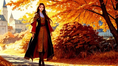 秋日中世纪女孩