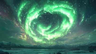 静谧广阔雪原梦幻极光