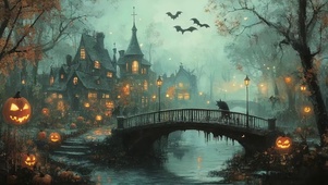 万圣神秘小桥流水古堡