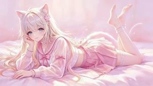 粉雾里的软萌猫耳少女