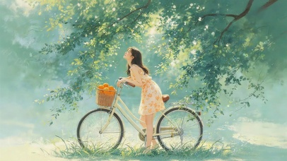 盛夏碎花裙女孩