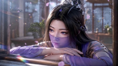 紫灵倚窗