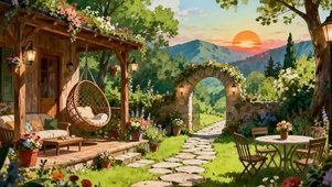 护眼夕阳树木
