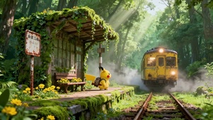 皮卡丘的初秋森之秘境车站小清新