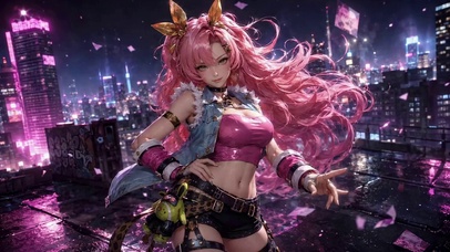 霓虹粉发女神