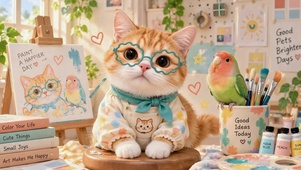 可爱橘猫画画治愈日常