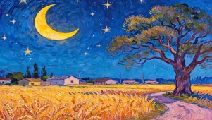 夜景秋季星空树木