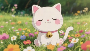 Q版白色圆脸小猫