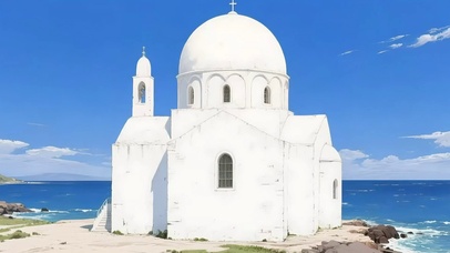 蓝天阳光海边建筑