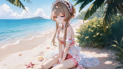 夏日海滩可爱女孩