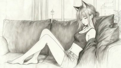 素描纯欲猫耳少女