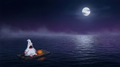 夜晚海上的幽灵派大星