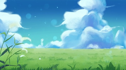 蓝天白云青草地