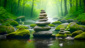 放松山间溪流石头
