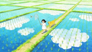 稻田奔跑的女孩