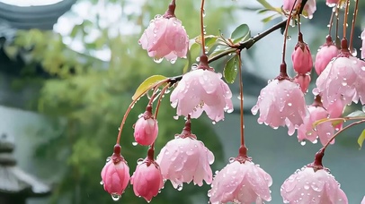 雨天护眼花树带鱼屏