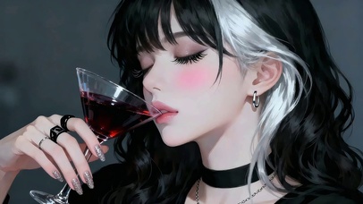 4K 黑银魅酒少女